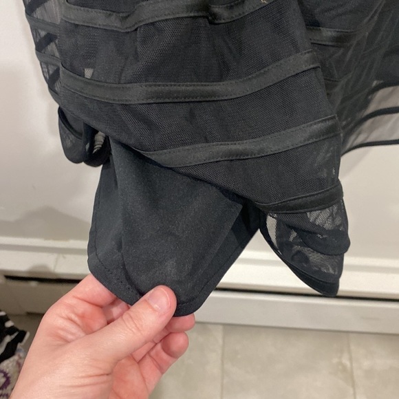 Betsy & Adam Cap Sleeve Fit and Flare Mesh Overlay Dress - Picture 7 of 13